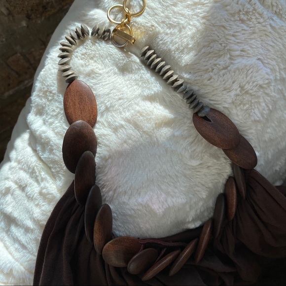 Brown Halter with Beaded Neckline - Picture 3 of 8